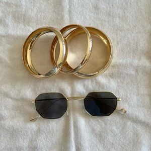 Gold Bangles and Black Sunglasses bundle